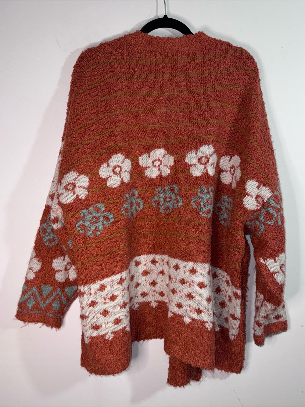 Natural Life L/XL Calla Jacquard Cardigan Rust Floral Boho Wool Blend - Picture 2 of 4